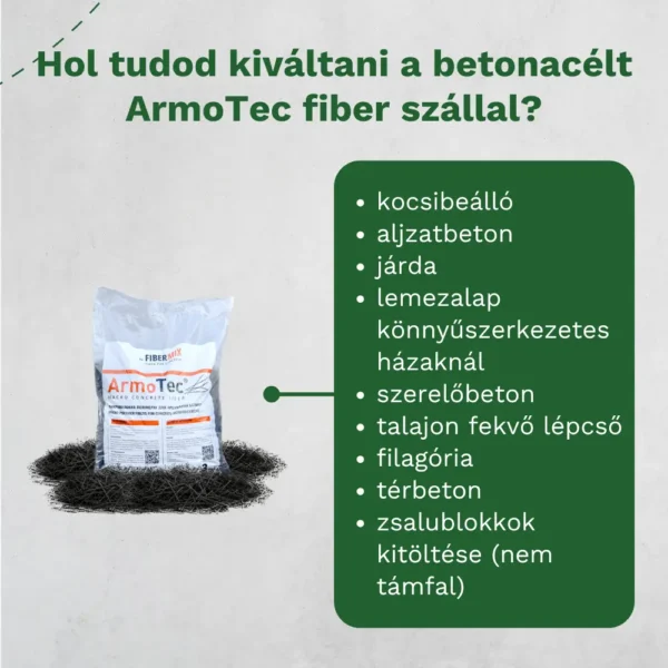 ArmoTec statikai makroszál, fiber szál betonacél helyett (1 kg) - Image 2
