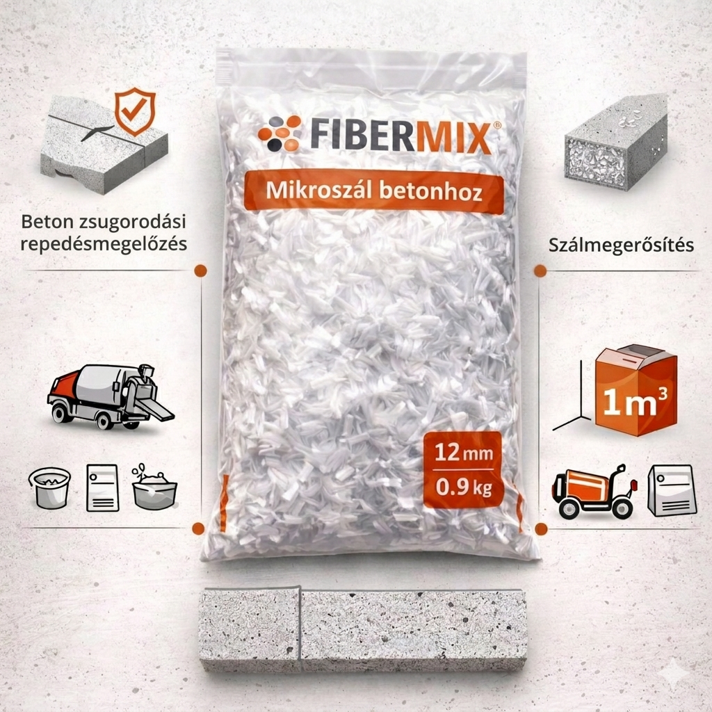FiberMix beton mikroszál repedésmegelőzésre 12 mm, 0,9 kg/csomag - Image 2